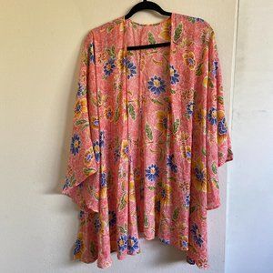 Forever 21 Pink Floral Swim Cover-Up -- Small